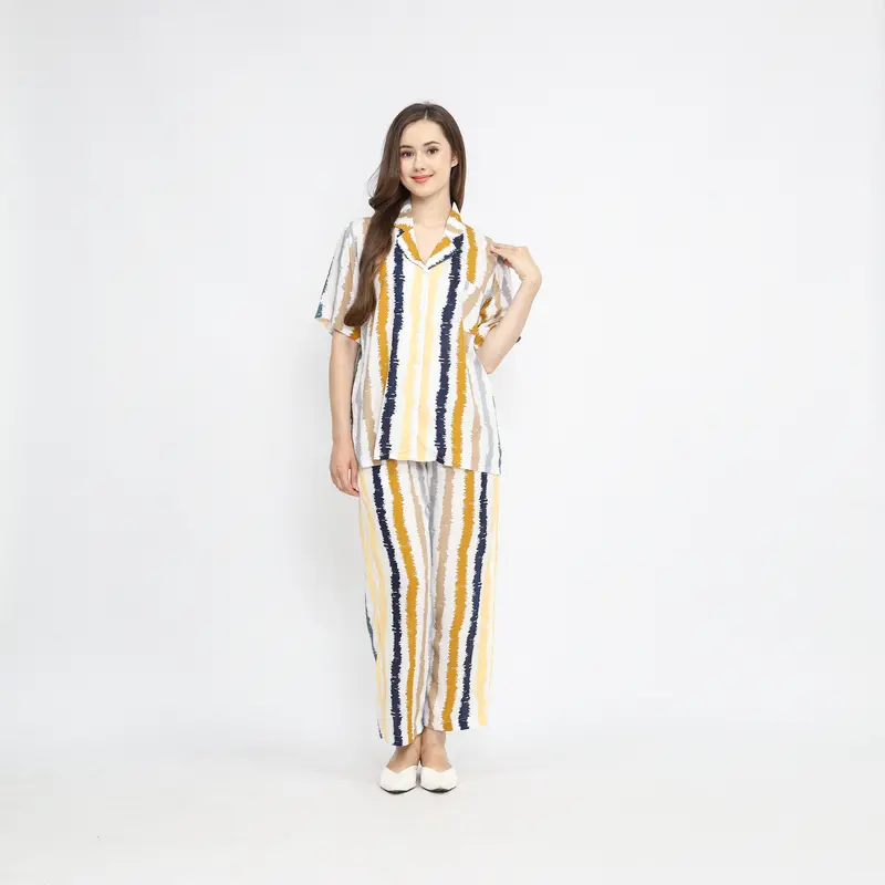 Piyama Baju Tidur Wanita l Oneset Lengan Pendek Celana Panjang 1