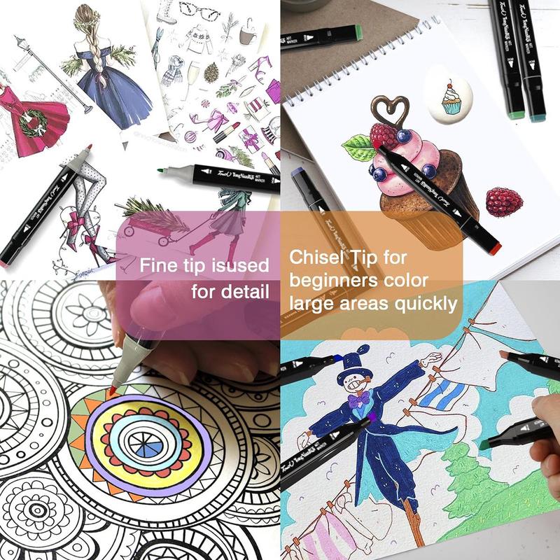 Product Introduction of 24-80color Double-headed Mixed Art Marker Pen Set - Permanent, Quick-drying, Multi-functional Art Supplies, Suitable for Painting, Sketching, Coloring and Underlining - Very Suitable for Artists, Designers and Enthusiasts 8