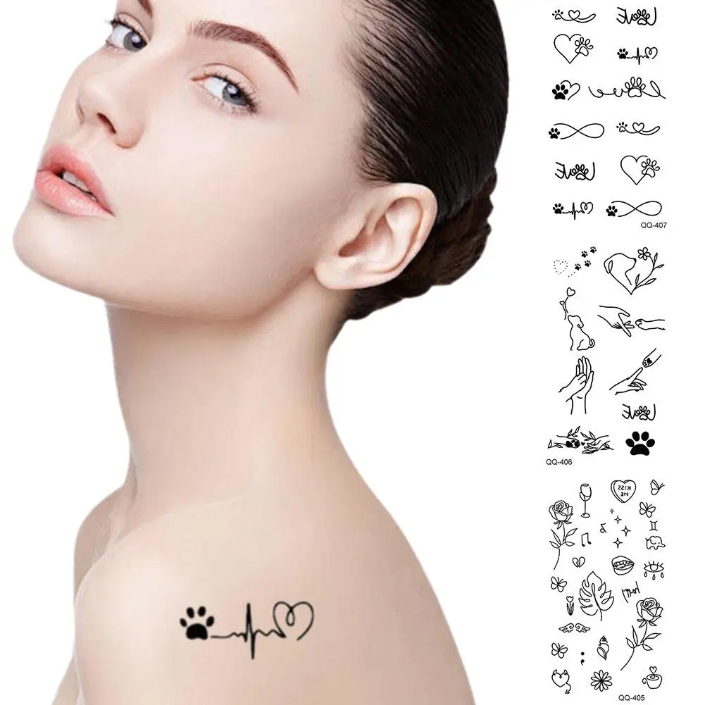 Miếng Dán Hình Xăm Tạm Thời, Họa Tiết Ngọt Ngào Và Tự Nhiên, Không Thấm Nước, Dễ Thương, Hình Xăm Dài Và Giả, Lâu Trôi, L6O5