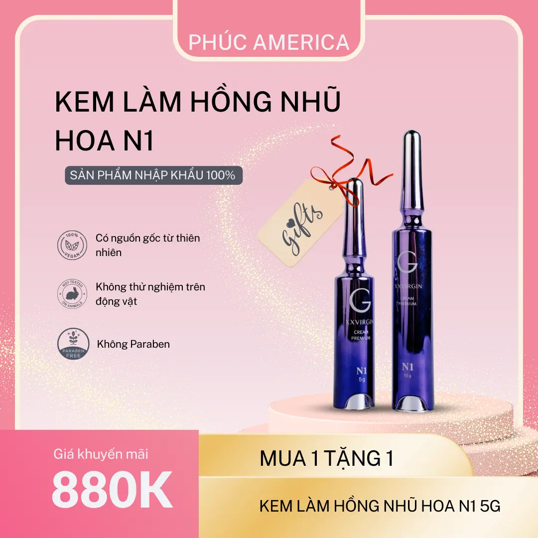 HỒNG TI (N5ml) MUA 1 TẶNG 1 Gcell xxvirgin Premium N cream  kem dưỡng hỗ trợ khử thâm và giúp sáng hồng vùng nhũ hoa Dưỡng da cho phụ nữ·
