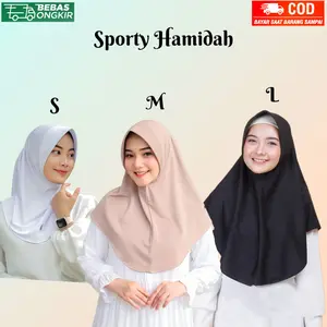 Hijab Instan Sport Hamidah SIZE S M L XL Jersey / Kerudung Sekolah Warna Lengkap