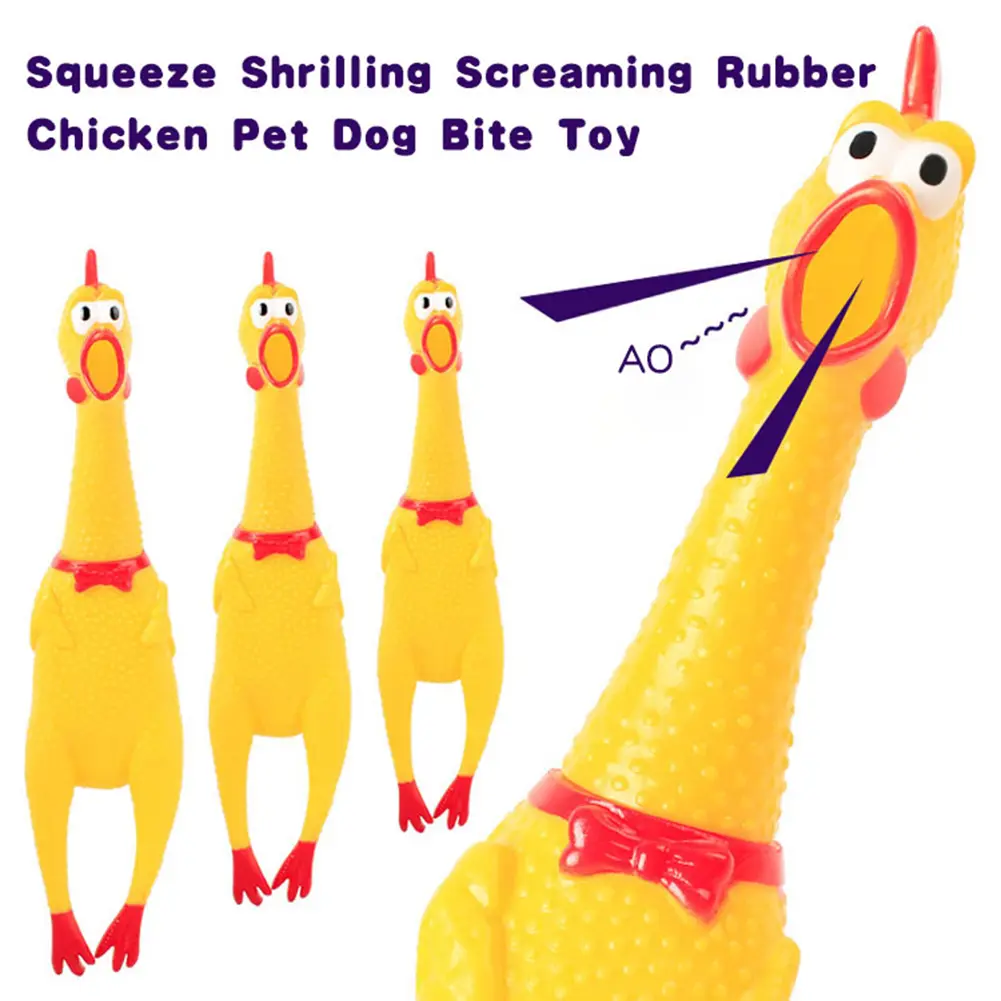 Funny Yellow Screaming Chicken Squeeze Sound Toy Pets Toys Squeak Vent Chicken Tricky toys #308637