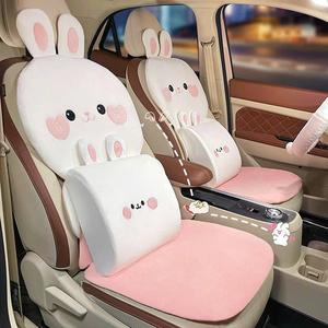 Bộ Gối Tựa Đầu,Tựa Lưng,Lót Ghế Ô Tô,Lót Ghế Văn Phòng Gấu Nâu,Thỏ Trắng Chất Liệu Nhung Ruột Cao Su Non Cao Cấp