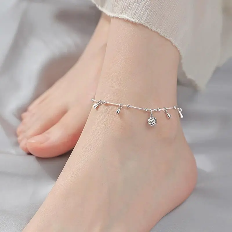 Vòng Tay Bóng, Thiết Kế Tinh Tế Rỗng Mới, Dành Cho Phụ Nữ, Bạc Cổ, Lắc Chân, Phong Cách Cung Điện, Cảm Giác Cao Cấp, Lắc Chân Chuông, Phụ Kiện