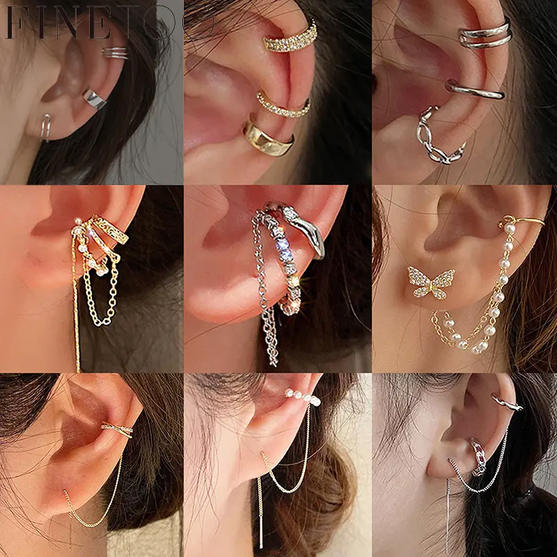 Bộ Bông Tai Hình Bướm, Kẹp, Thiết Kế Hình Bướm Tua Rua, Ngọc Trai Và Pha Lê Tạo Điểm Nhấn, Dành Cho Nữ