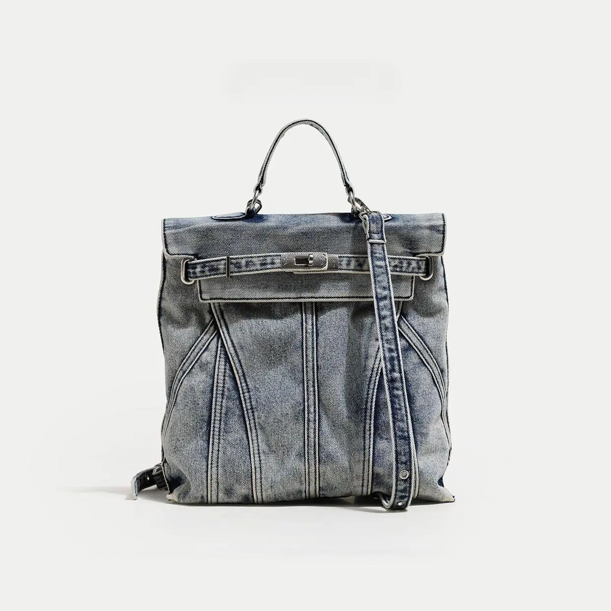 Bag Same Style 2025 Denim Canvas Backpack New American Retro Schoolbag Fashion College Messenger Bag