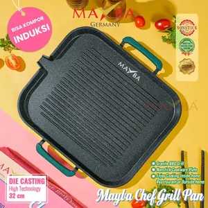 (SPECIAL PROMO) MAYBA CHEF GRILL BBQ  Grilled Pan Aluminium - Alat Pemanggang Nonstick