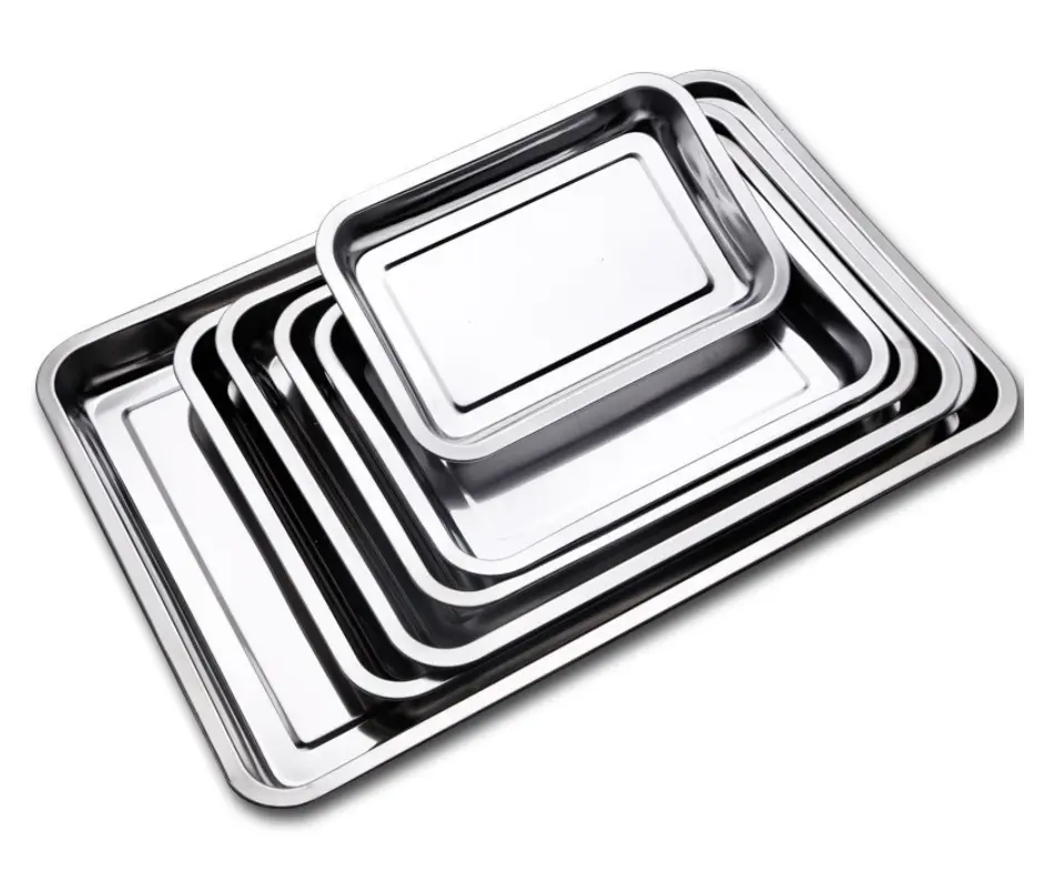KSL - NAMPAN STAINLESS PERSEGI BAKING TRAY TEBAL / TEMPAT KOTAK TATAKAN SAJI SERBAGUNA / LOYANG KUE / NAMPAN BAKI STAINLESS STEEL