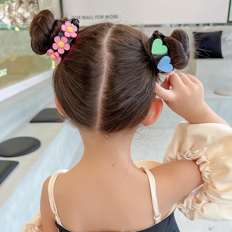 Kẹp Tóc Đuôi Ngựa Dễ Thương, Phụ Kiện Tóc, Cho Bé Gái Trẻ Em, Đuôi Ngựa Hoa Và Nơ, Khóa Tóc, Có 2 / 4 Cái 3