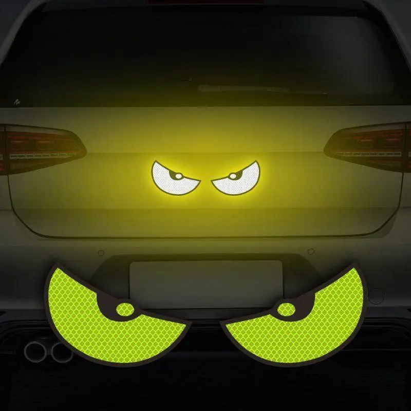 Car Light Sticker Night Car Eye Sticker, Reflective Car Eye Sticker, Night Safety Driving Reflective Cute Caution Decal, Suitable for Bumpers, Window, Wall, Motorcycle Helmet