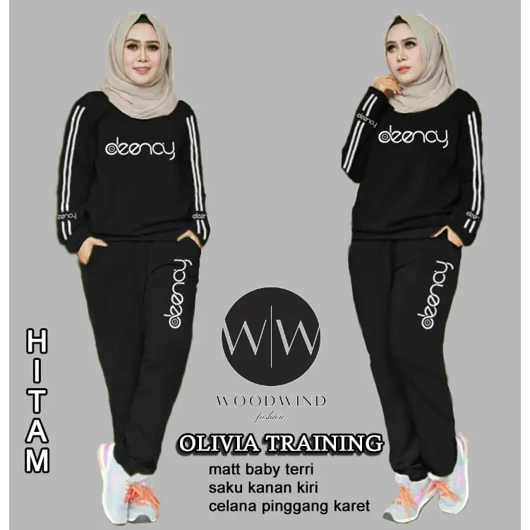 WWW2 -  Setelan Marimar Olivia L XL XXL 3XL Fashion Pakaian Baju Olahraga Sport Wanita Muslim Setelan Celana Panjang Kaos Casual 5