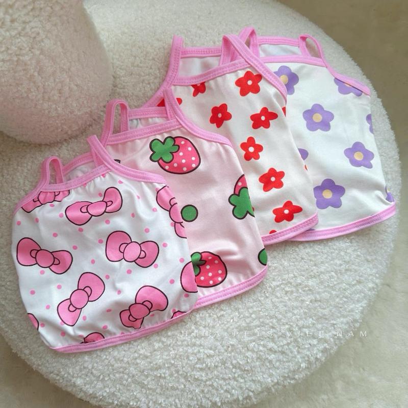 Áo Thun Hai Dây Chó Mèo Hình Hoa Thời Trang Quần Áo Thú Cưng Thiết Kế Cao Cấp Mùa Hè Hiha Pets.