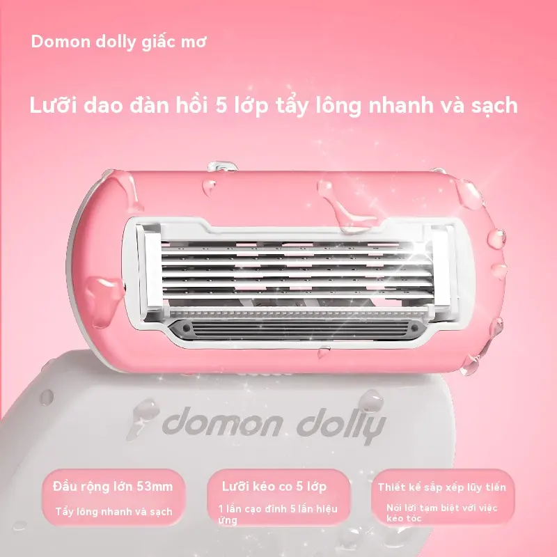 Domon dolly dao cạo lông cho phụ nữ - Xóa bỏ lông nách, chân, tay mà không để lại vết thâm, tích hợp thanh dưỡng ẩm 1