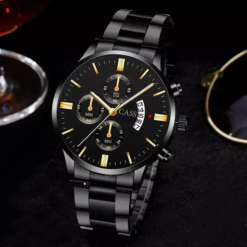 CASS JAM TANGAN PRIA TERBARU 2023 BAND BAJA KALENDER LEDAKAN BAND KUARSA WATCH MEN'S BUSINESS MEN'S WATCH THREE DIAL DIAL WATCH WATCH 4