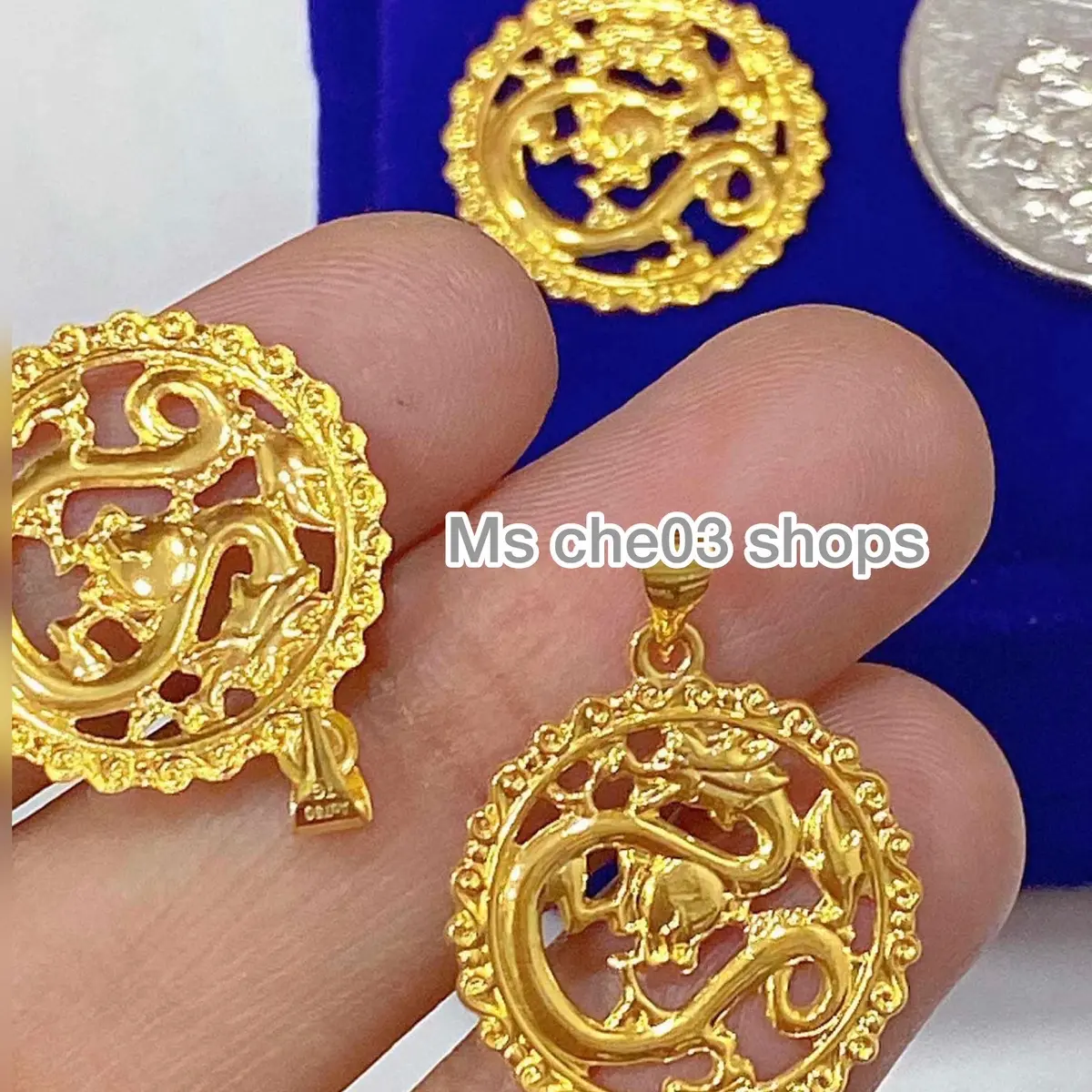 18K Saudi Gold dragon pendant solid