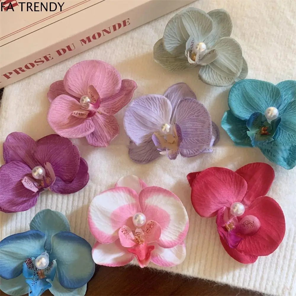 FA TRENDY Sweet Pink Orchid Flower Hair Clip Hair Accessories Hair Ornament Orchid Hairpin Headdress Side Barrettes Bohemia Barrettes Photograph