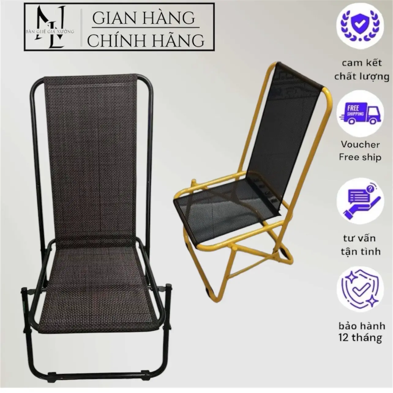 Ghế lò xo lưng cao 85cm xếp gấp gọn ngồi thoải mái đi câu cá, dã ngoại, ghế cth 95, ghế quán cà phê