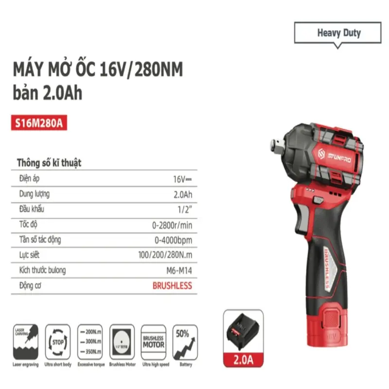 Máy siết bulong SFUNPRO 16V 3 cấp chỉnh tốc độ 4
