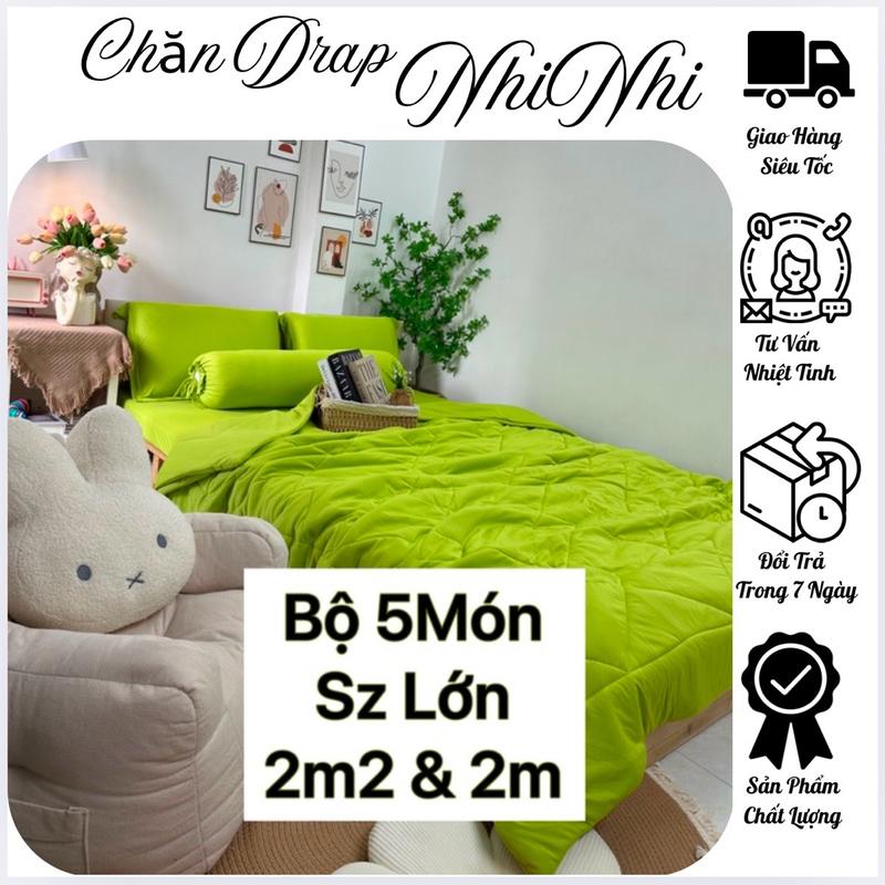 BỘ 5 MÓN SZ 2m2 và 2M VUÔNG :(1 ga bo thun .2 vỏ gối nằm . 1 áo gối ôm . 1 chăn hè 1m8x2m)