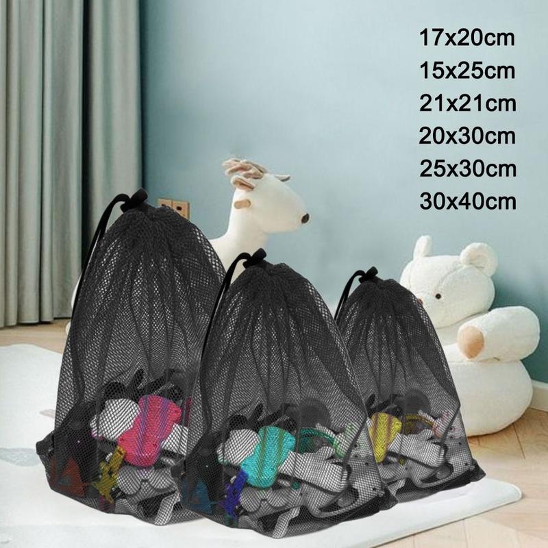 Túi Đựng Đồ Dây Rút, Aittle Mới, Đa Năng, Chất Liệu Nylon, Màu Đen, Thích Hợp Cho Giặt Là, Túi Lưới Thoáng Khí 1