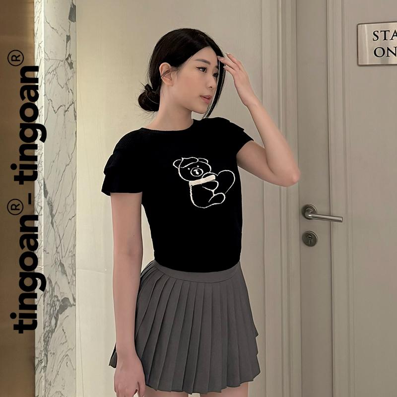TINGOAN x TIKTOKSHOP - Áo len xù dáng lửng ngắn tay thêu hình gấu BEAR BABY