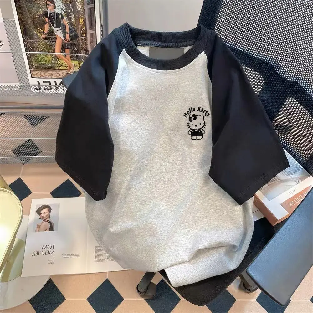 Áo Thun ngắn Tay HELLOKITTY, Dành Cho Học Sinh Nữ, Phong Cách Hàn Quốc, Dáng Rộng Vừa Vặn, Hợp Xu hướng, Áo Tay Lửng Mùa Hè Ins, Mềm Mại, Phù Hợp Với Các Cô Gái, Hàng Mới Về 2025