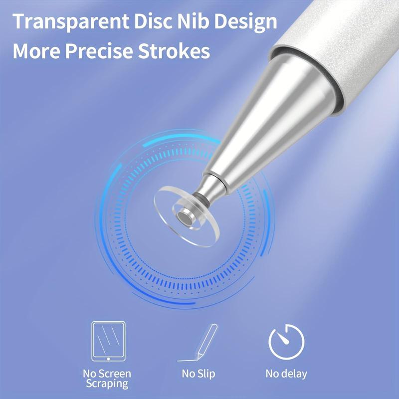 2 In 1 Stylus Pen with Magnetic Cap, High Sensitivity Disc & Fiber Tip Stylus Pen, Universal Stylus Pen Compatible with iPad, iPhone, Android, Microsoft Tablets 7
