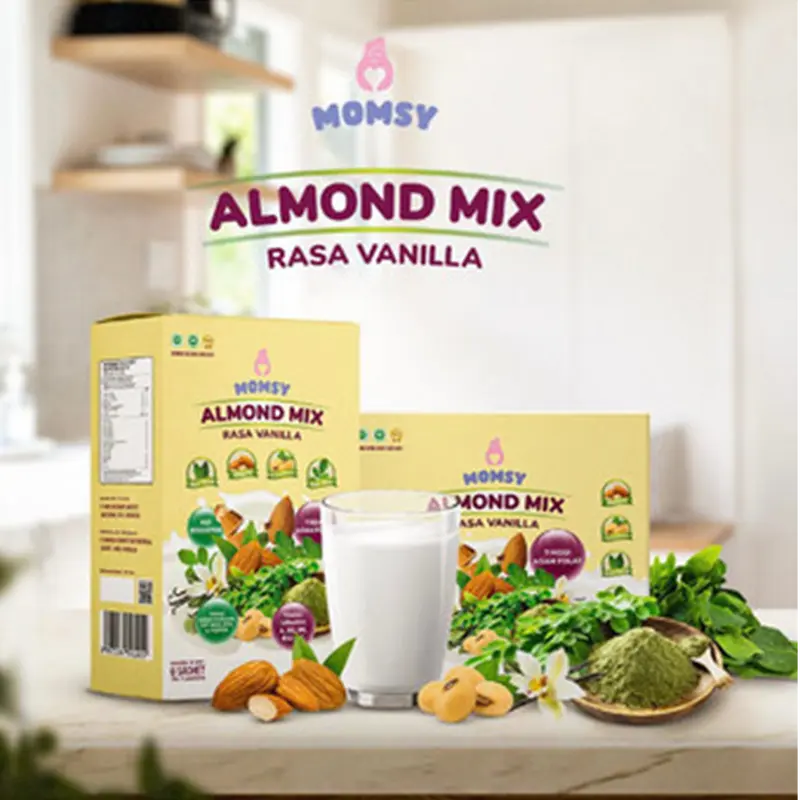 Momsy Almond Mix Rasa Vanila Isi 6 Sachet Susu Pelancar ASI Hamil 1