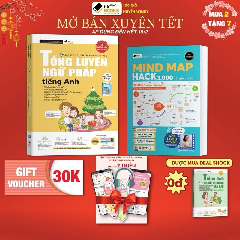 COMBO 2 Sách tiếng anh Tổng luyện ngữ pháp Tiếng Anh & 3000 từ vựng Tiếng Anh MINDMAP
