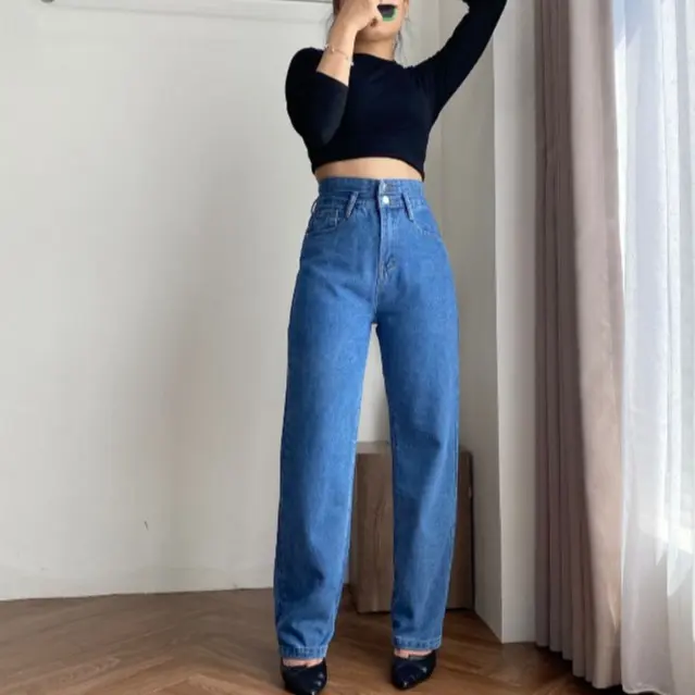 Shenel | Lassie Jeans Celana Jeans Wanita Jeans Kulot Highwaist Jeans Retro Jeans High Waist Panjangcut Jeans  Ripped Jeans HW Straight jeans  premium boyfriend baggy z