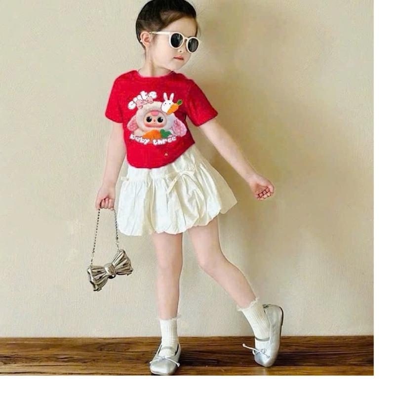 Set váy baby three và labub.u gồm chân váy bí và áo hồng siêu đáng yêu cho bé gái 10-35kg nhà mộc baby store