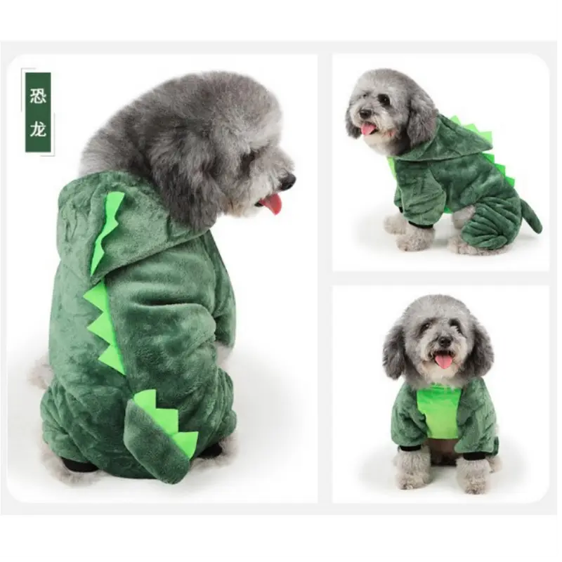 Pakaian Baju Doggy Anjing Kucing Hewan Pet Peliharaan Dino Dinosaurus Hijau Green Sweater 0