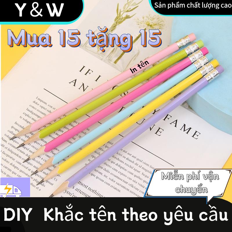 Bút chì HB mua 15 cây tặng 15 cây,(Điều kiện khắc đơn : Ít nhất 10 cây/ tên ) bút chì học tập và văn phòng 0.5mm, khắc tên miễn phí, thích hợp làm quà tặng khai giảng, quà sinh nhật.