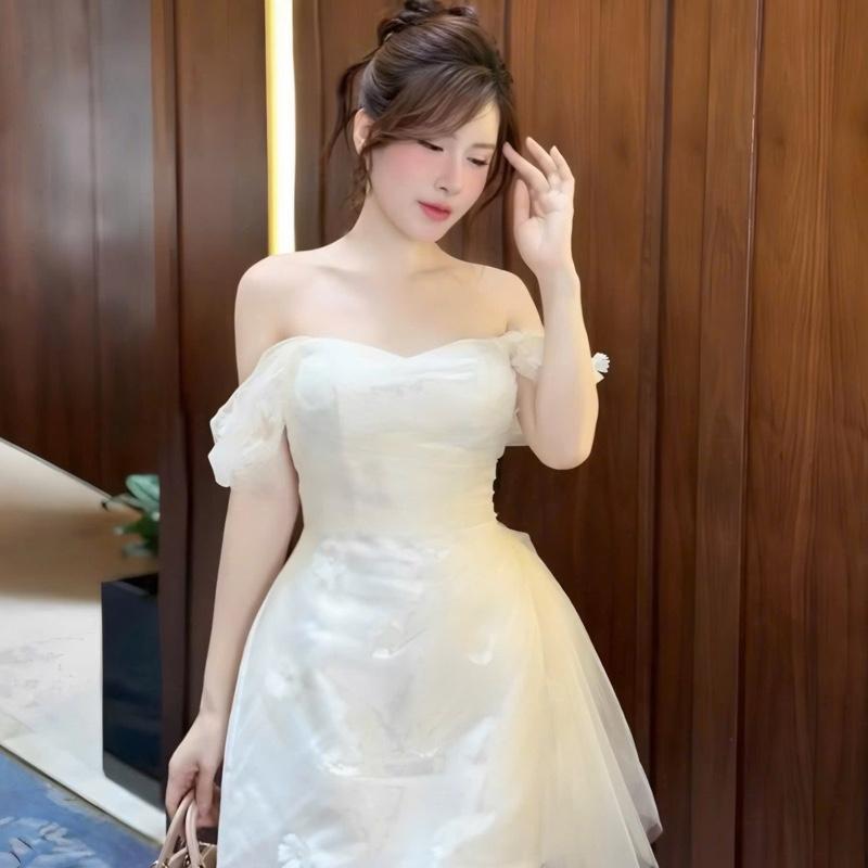 Váy Đầm Thiết Kế Đi Tiệc Bàn Đính Hoa Ngọc Dáng Ngắn Sang Chảnh Cao Cấp - Kinh Bắc Trend