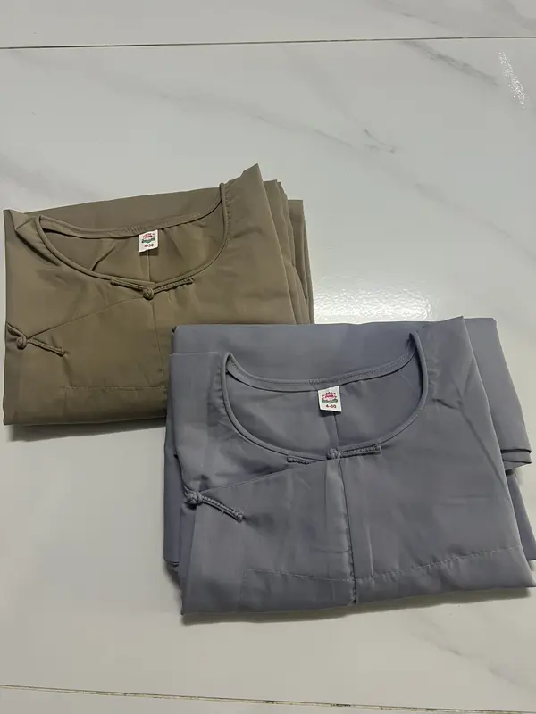 SET ĐỒ LAM ĐI CHÙA # MẪU VẠT HÒ NÚT THẮT - VẢI KATE MỀM Áo Menswear Sơ Mi Jacket 8