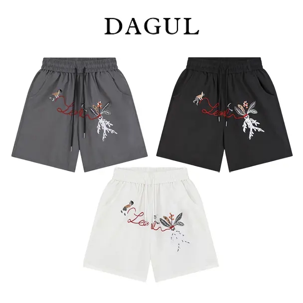 Combo 2 quần short DAGUL chất liệu gió nhăn cao cấp, fom trên gối, logo thêu sắc nét, bản cạp chun 5cm, có dây rút điều chỉnh vòng eo Menswear