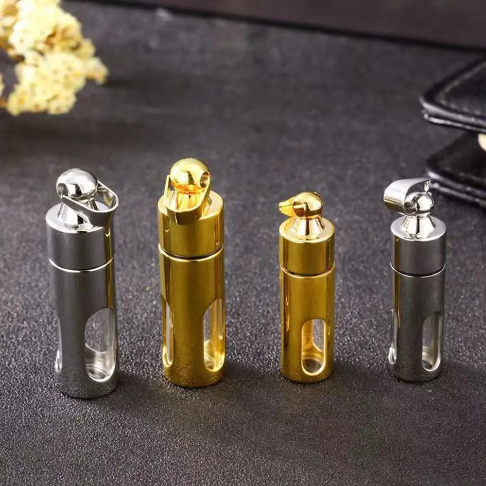 Stainless Steel Fashion  DIY Necklace Cremation Urns Cylinder Glass Tube Wishing Bottle Perfume Vial Pendant