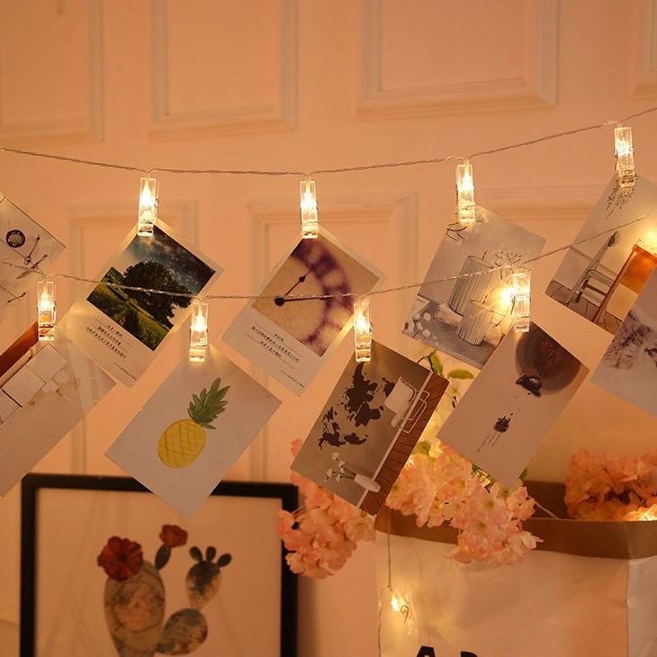 ( Xài pin AA) Dây đèn led kẹp ảnh 3m 20 kẹp decor trang trí