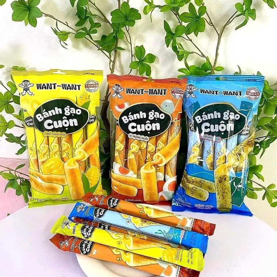 HÀNG ĐỘC QUYỀN BÁNH GẠO CUỘN WANT WANT   Set 4 gói ( 4 vị  )