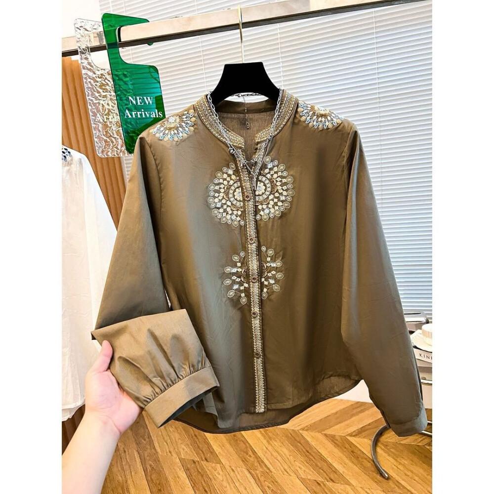 PO60 FADFAD Atasan Kemeja Pakaian Wanita Kerah V-Neck Detail Baru Bergaya Elegan