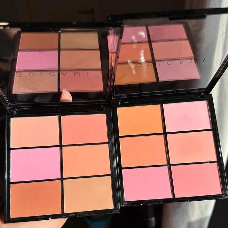 Bảng phấn má hồng Guicami 6 ô tone cam hồng đào siêu xinh chuyên dùng cho makeup