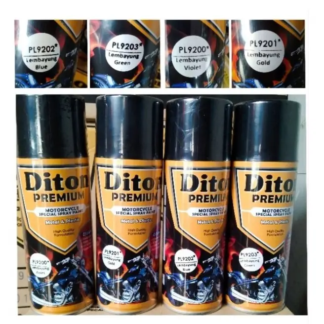 NEW Effect Lembayung DITON PREMIUM Cat Semprot Pilok Pilox Warna Lembayung Ungu Violet, Hijau Green, Biru Blue dan Gold/Emas (400cc) 2