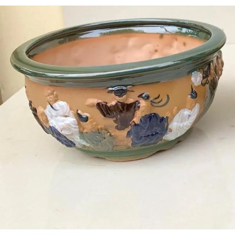 GV.Chậu tròn bát tiên xanh ngọc size 23x11