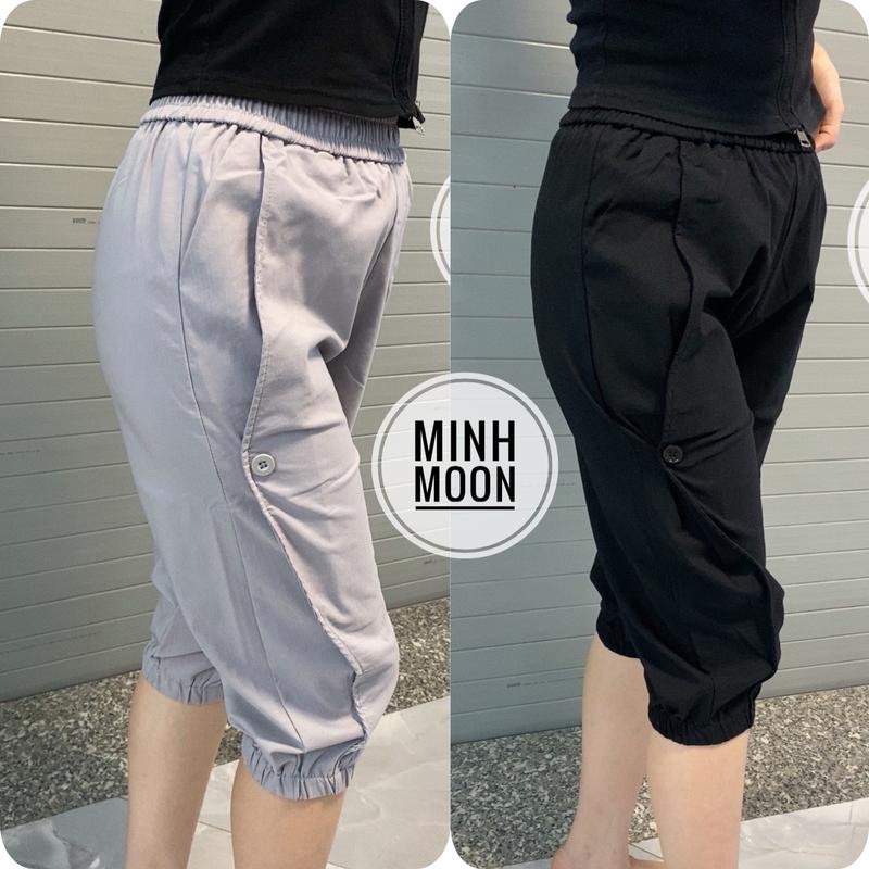 [New]Quần lửng bo gấu chất Kaki Thun Hàn CC cạp cao lưng thun,gấu bo. 4