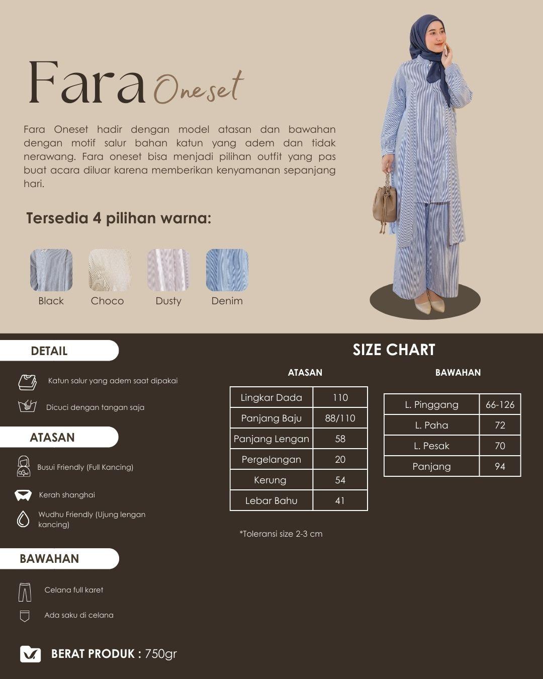 Fara Oneset Setelan Atasan Celana Katun Salur Nyaman Setcel Daily Full Kancing Bawahan Formal Motif Muslim Wanita by Ventedaily - Black Fara Oneset Setelan Atasan Celana Katun Salur Nyaman Setcel Daily Full Kancing Bawahan Formal Motif Muslim Wanita by Ventedaily - Black