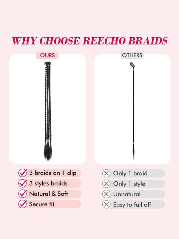 22 Inch Long Synthetic Hair Braids (2pcs), 6 Braids Natural Curly Hair Extensions for Women, Synthetic Hair Braids for Daily & Party Use 3