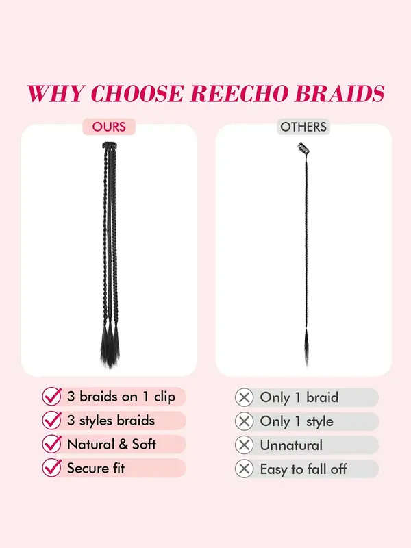 22 Inch Long Synthetic Hair Braids (2pcs), 6 Braids Natural Curly Hair Extensions for Women, Synthetic Hair Braids for Daily & Party Use 3