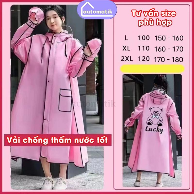 Áo Mưa 1 Người Nam Nữ Cho Bé Automatik Cute Eva Thân Thiện Người Lớn Xe Máy Toàn Thân Có Kính Che Mặt Big Size Dày Dặn