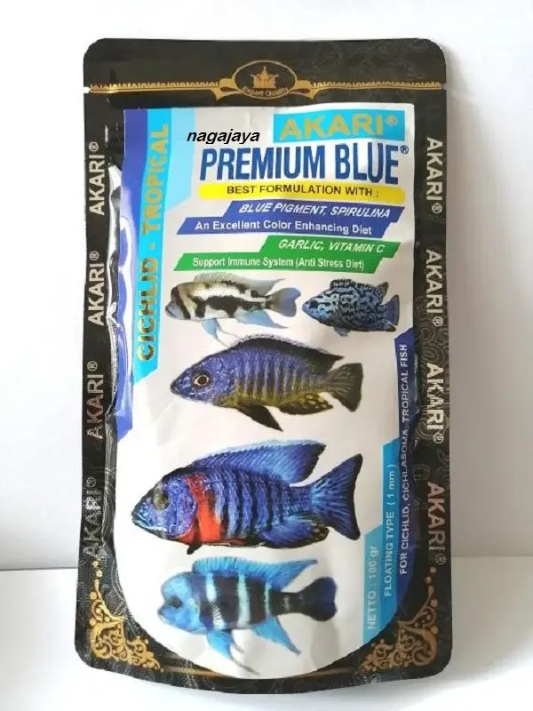 Pelet akari premium blue cichlid 1 mm 100gr pelet ikan siklit 0