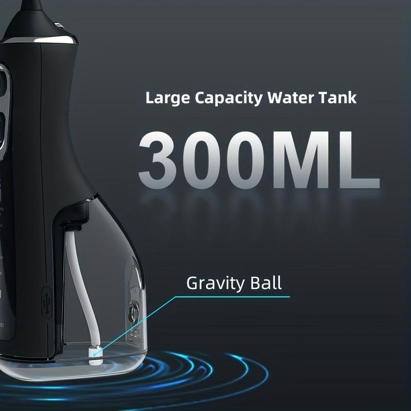 Portable 5 Mode Electric Water Flosser, 1 Set Rechargeable Cordless Oral Irrigator with 4 360 ° Rotary Professional Nozzles for Home & Travel, Stocking Fillers Gift 5